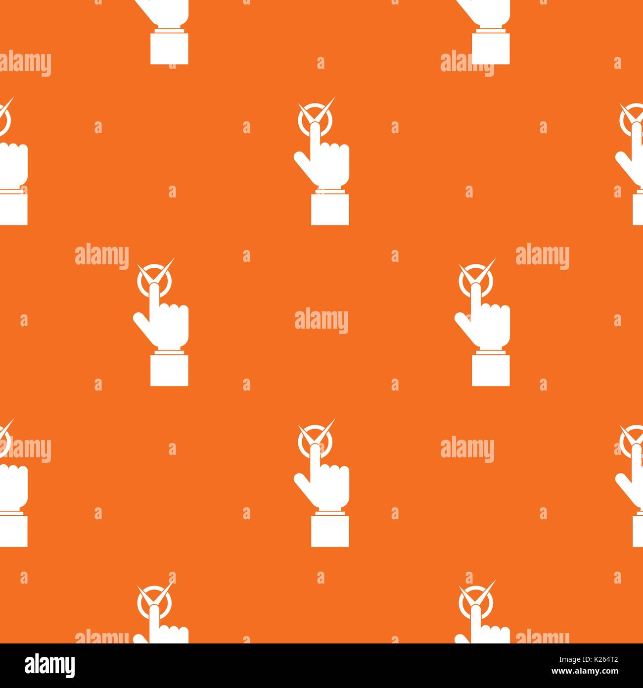Hand finger pressing button with tick pattern seamless Stock Vector