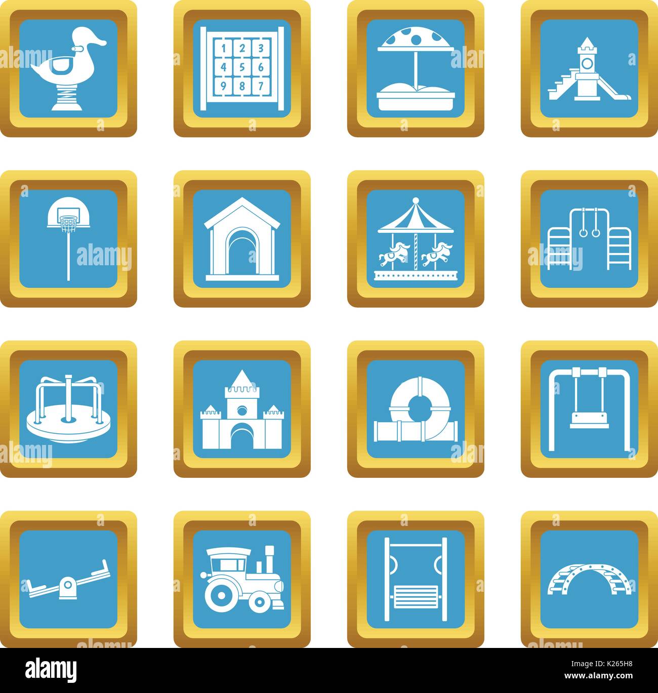Playground icons azure Stock Vector