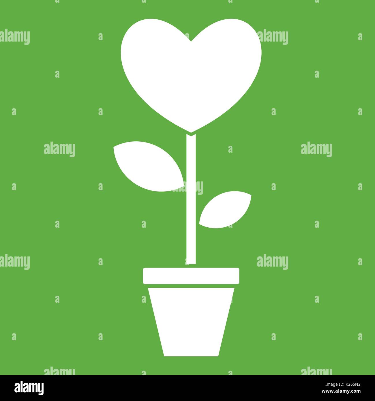 Heart flower in a pot icon green Stock Vector Image & Art - Alamy