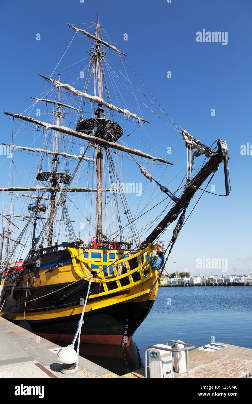 The ' Etoile du Roy ' formally known as ' Grand Turk ', a 3 masted frigate  replica built in 1996, moored in St Malo harbour, St Malo, Brittany France Stock Photo