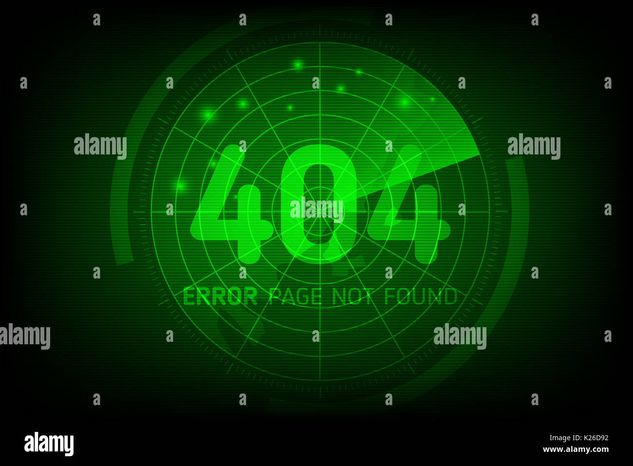 404 error not found page in style scan radar Stock Photo