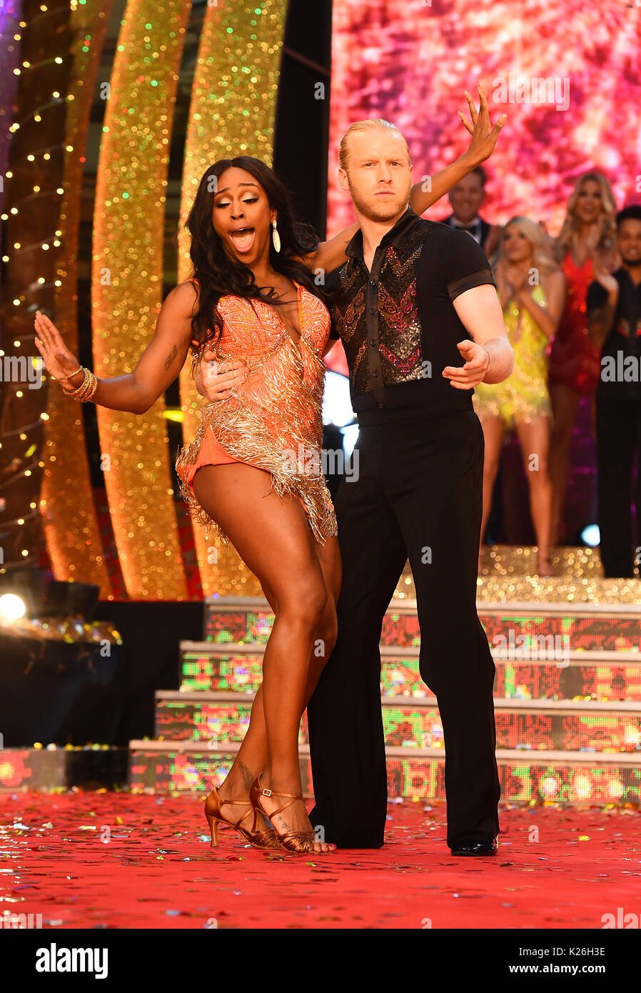 Alexandra Burke and Jonnie Peacock at the launch of Strictly Come Dancing  2017 at Broadcasting House in London Stock Photo - Alamy