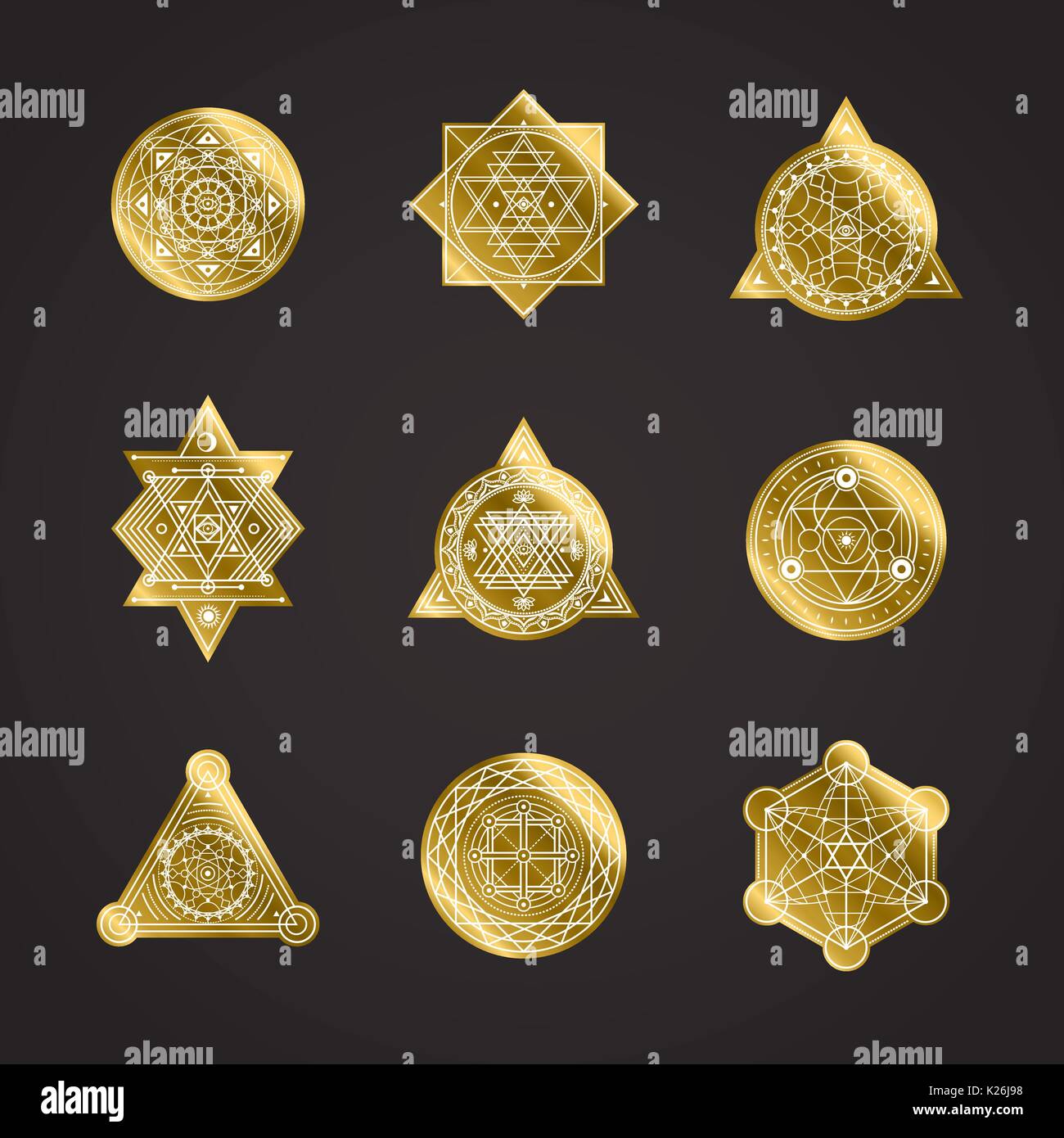 Sacred golden shapes on black background . Vector Stock Vector Image ...