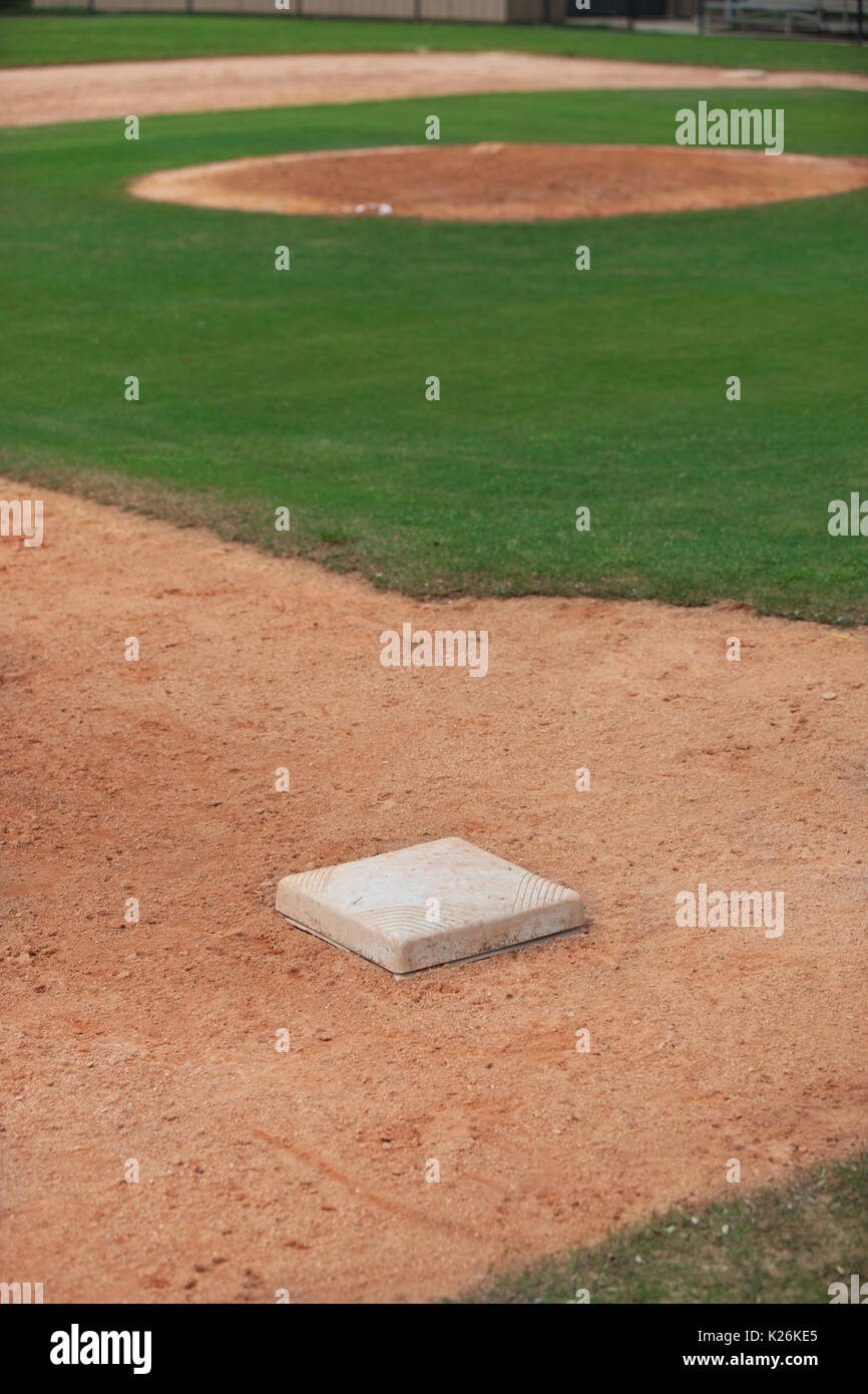 A youth baseball field showing third base and the pitcher's mound Stock Photo
