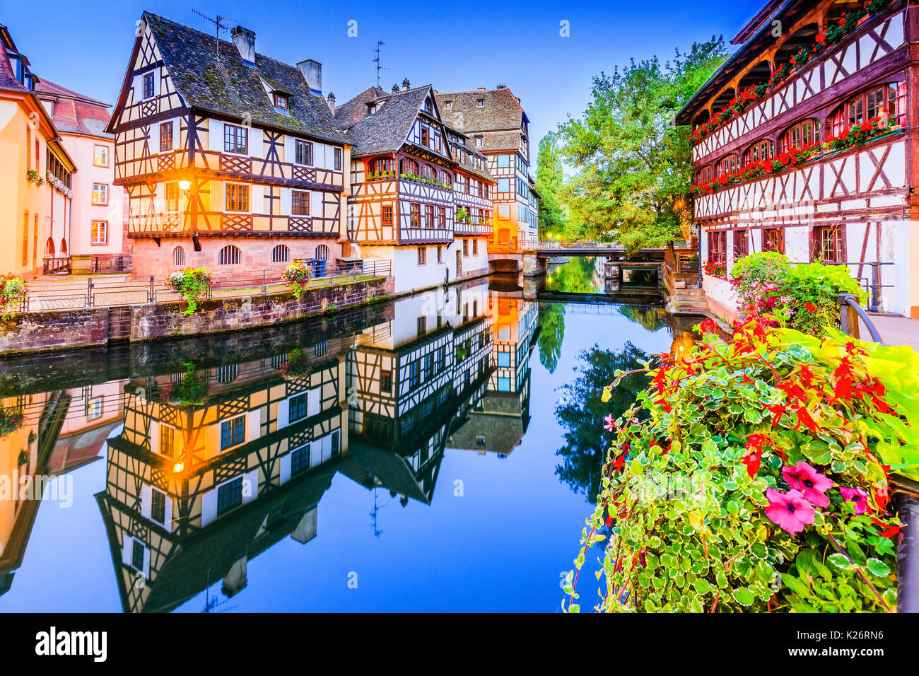 Strasbourg, Alsace, France. Traditional half timbered houses of Petite France. Stock Photo
