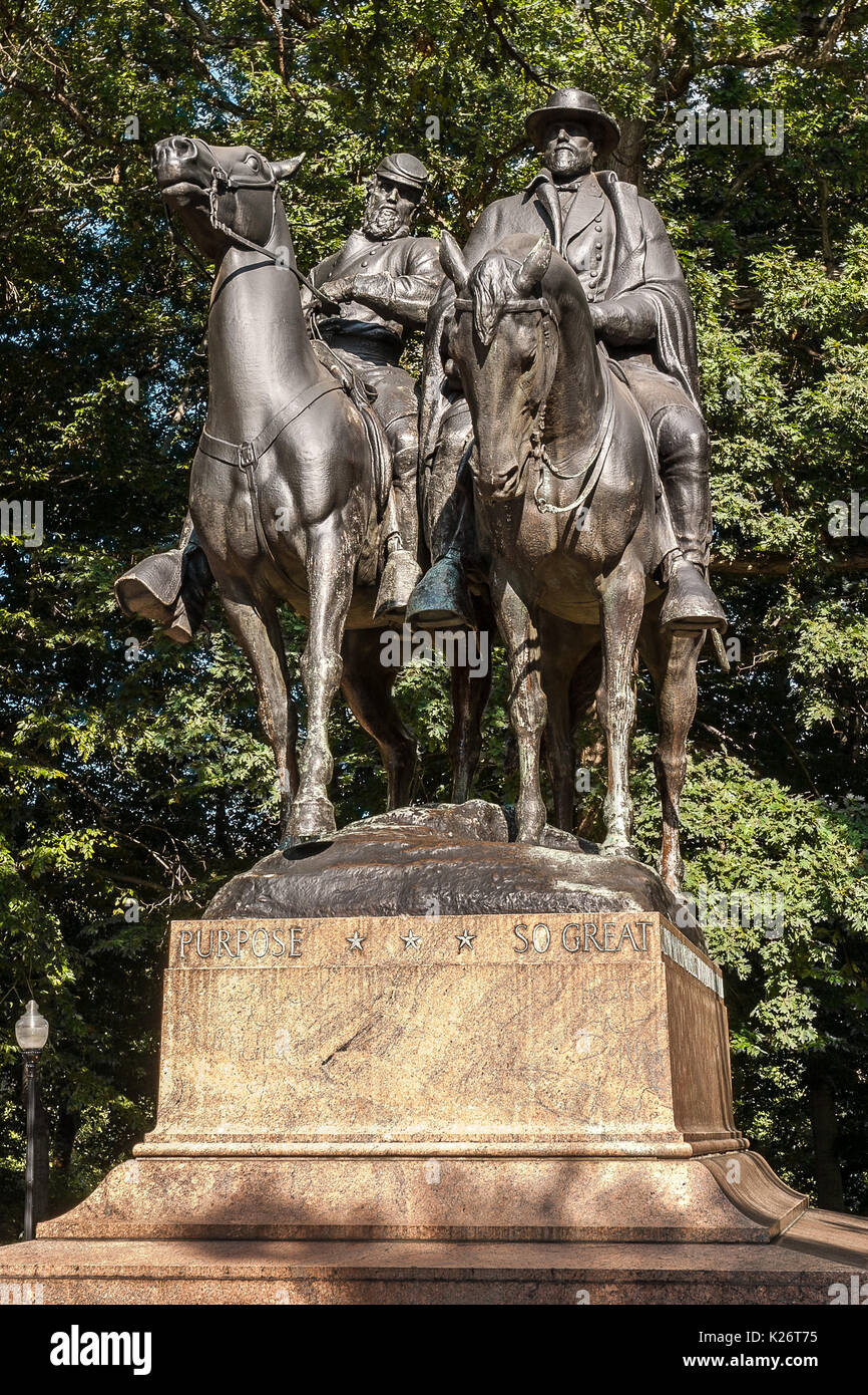 Lee-Jackson Memorial stood in Wyman Park, Baltimore, Maryland until August 2017, removed due to its implications of racism and false history. Stock Photo