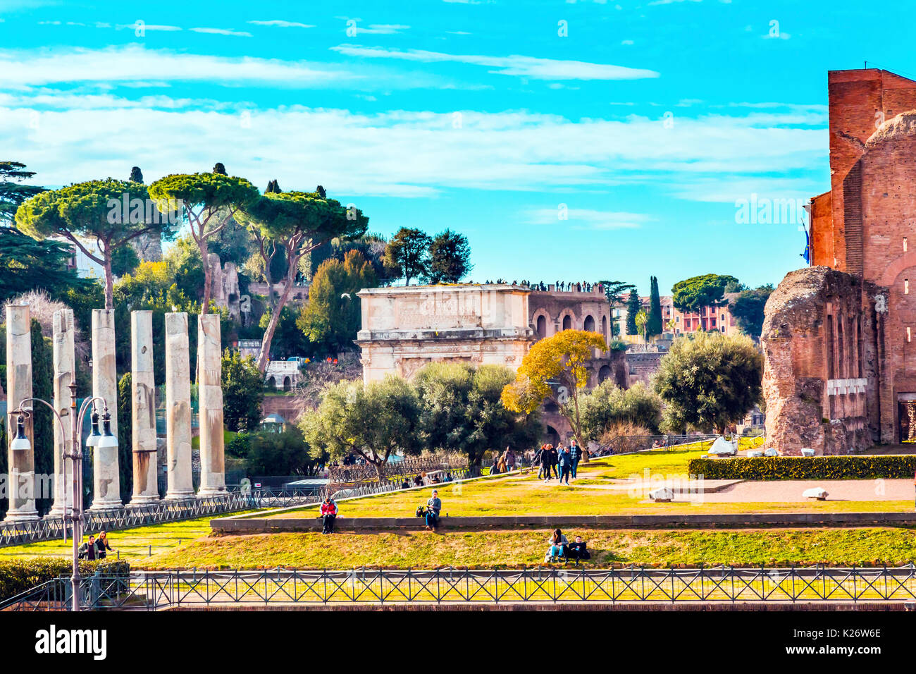 walk-to-roman-forum-columns-titus-arch-rome-italy-forum-rebulit-in-46-bc-by-julius-ceasar