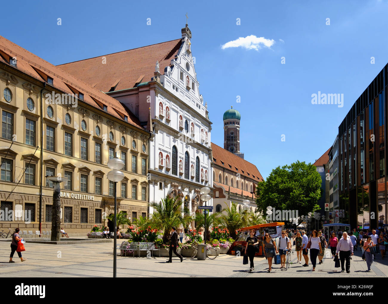 Michaelskirche and church tower from the cathedral, pedestrian zone ...