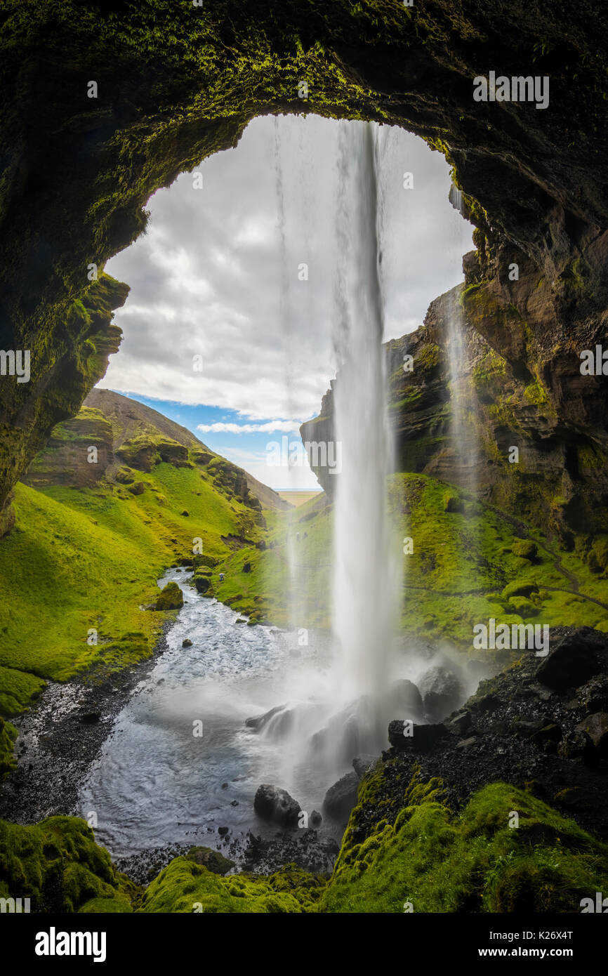 Kvernufoss waterfall in the Southern Region of Iceland Stock Photo
