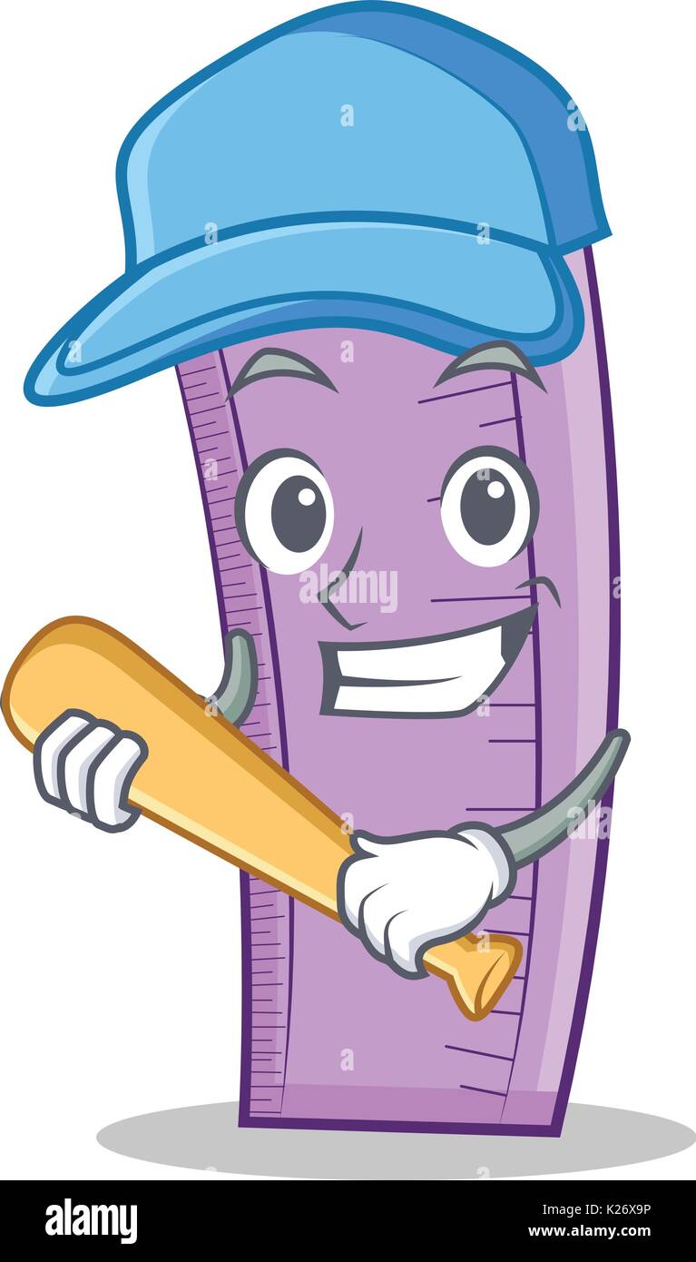 Cool Baseball Ruler Playing baseball ruler character cartoon design Stock Vector Image ...