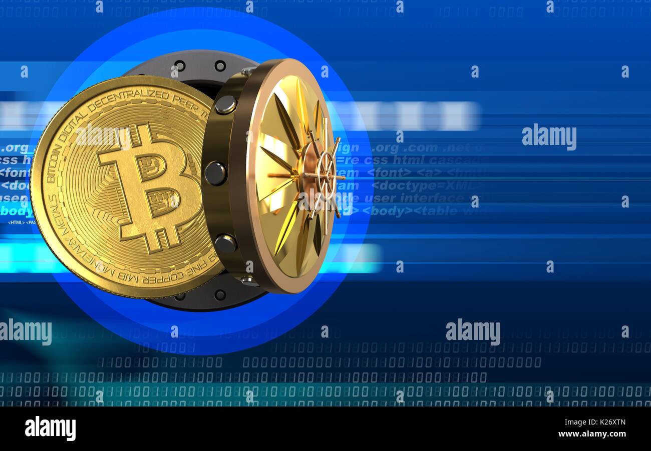 3d illustration of bitcoin storage over cyber background Stock Photo ...