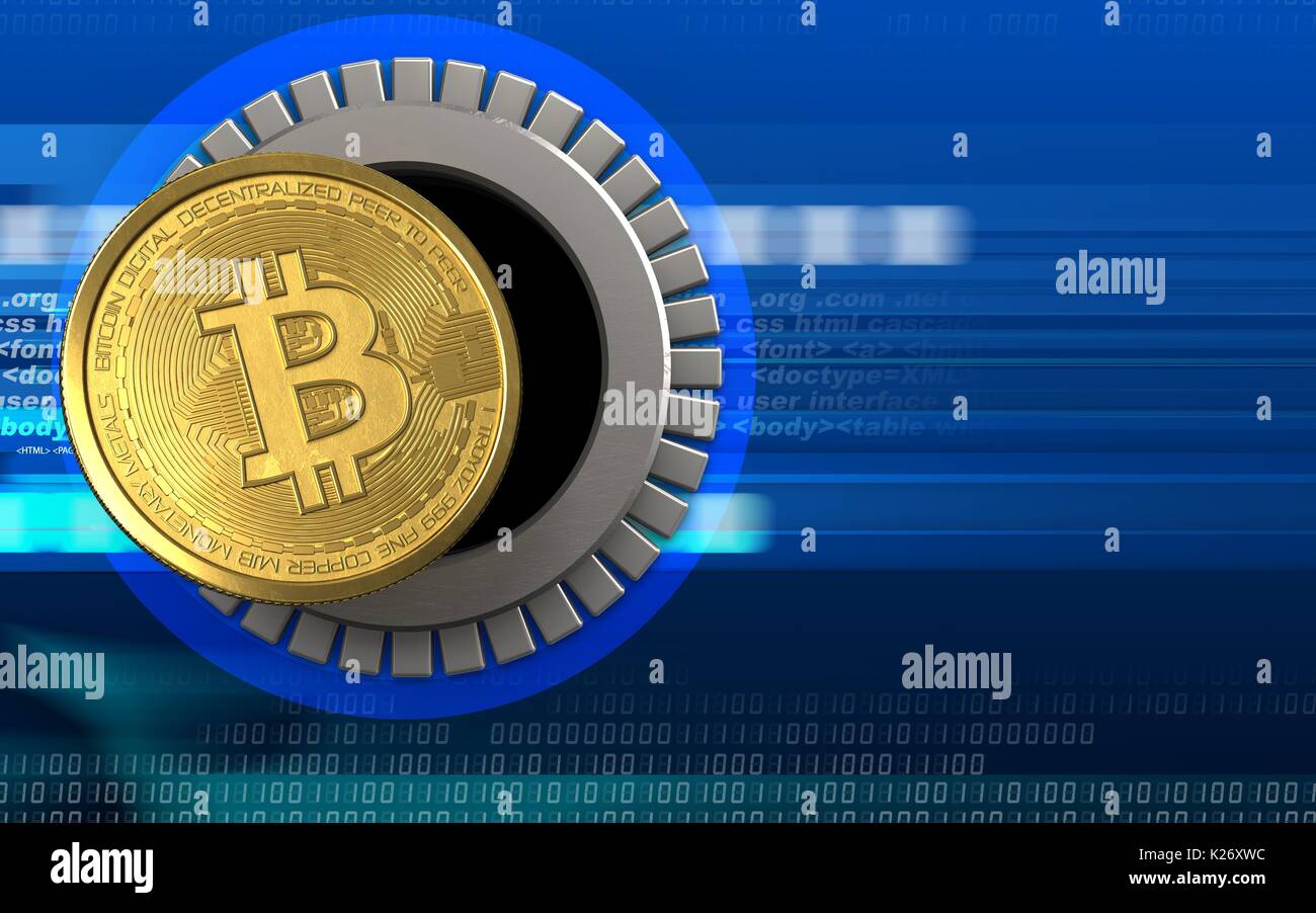 3d illustration of bitcoin storage over cyber background Stock Photo ...