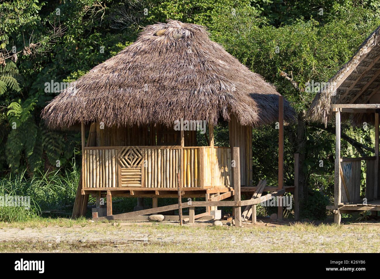 June 6, 2017 Misahualli, Ecuador: small habitation shack made of bamboo in the Amazon area Stock Photo
