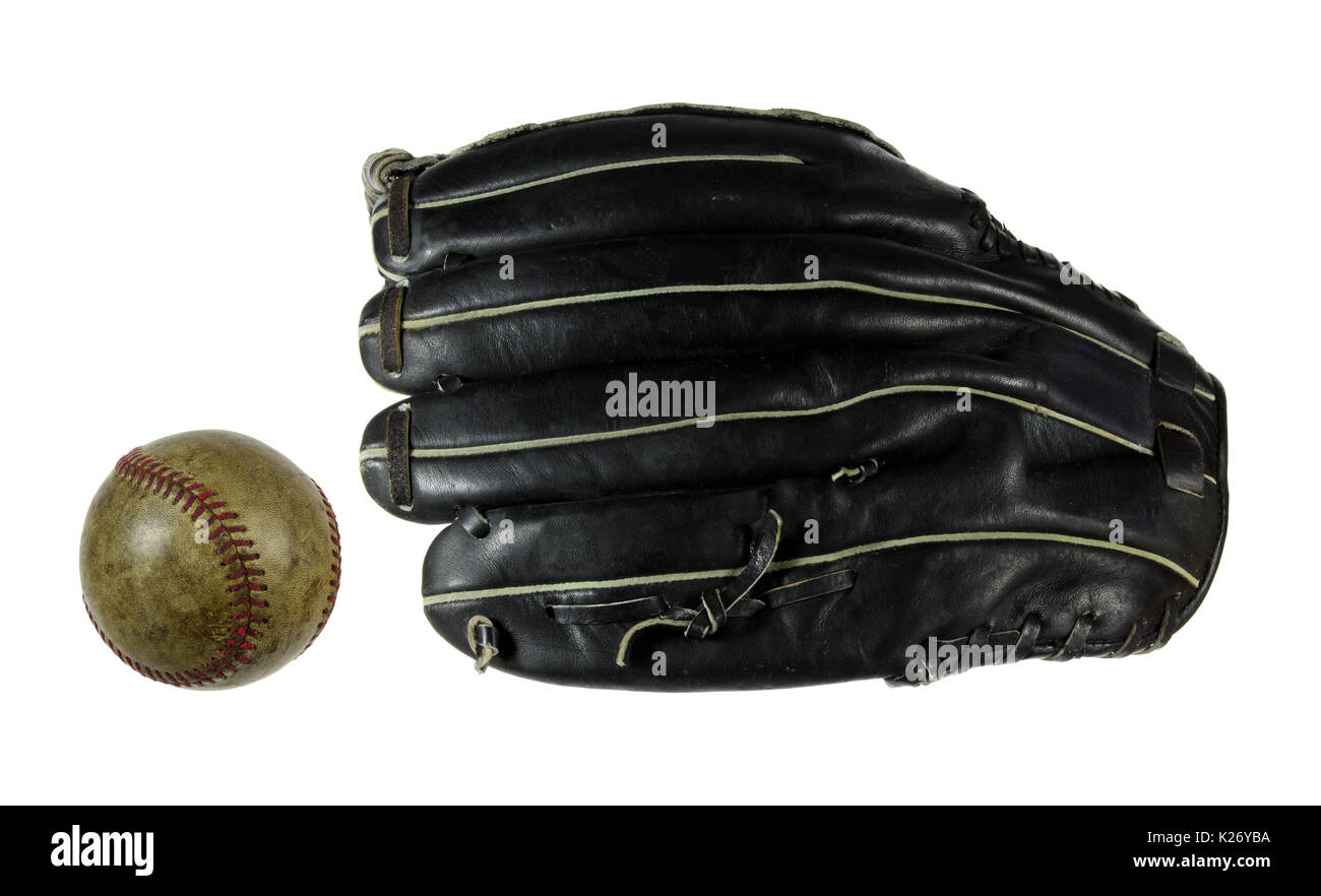 Baseball Glove and Ball on White Background Stock Photo