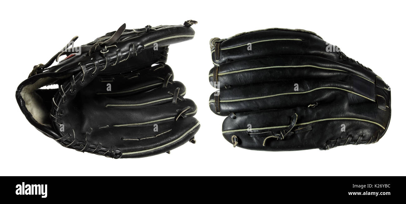 Baseball Gloves on White Background Stock Photo
