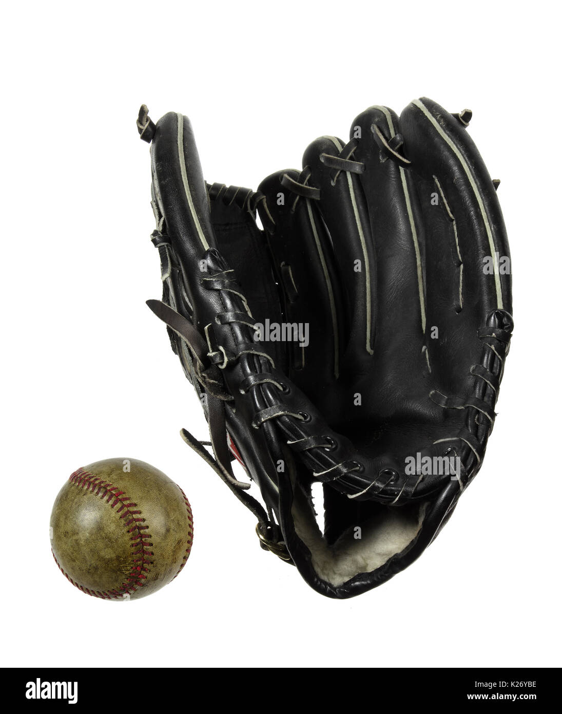 Baseball Glove and Ball on White Background Stock Photo