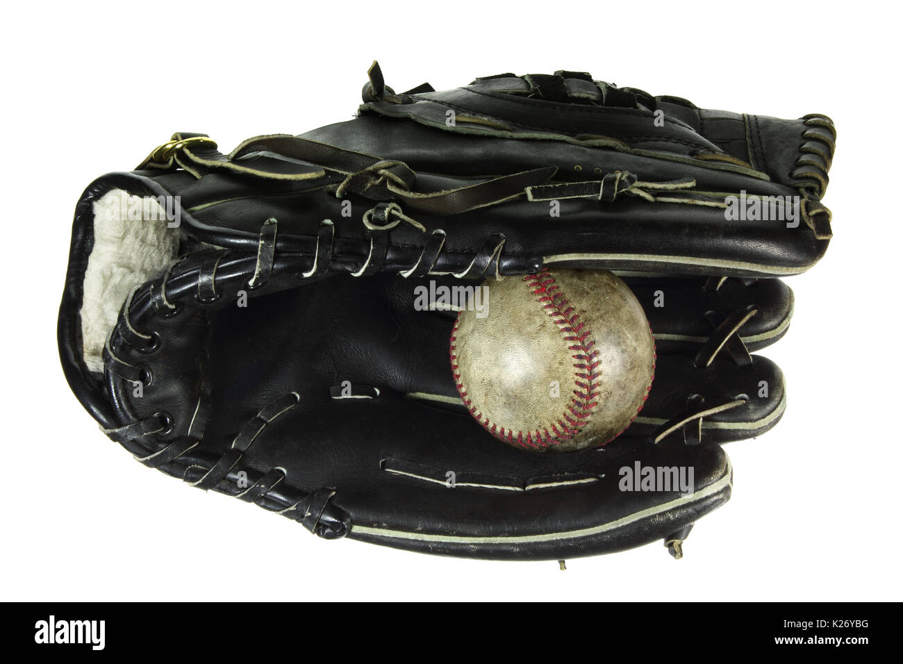 Baseball Glove and Ball on White Background Stock Photo