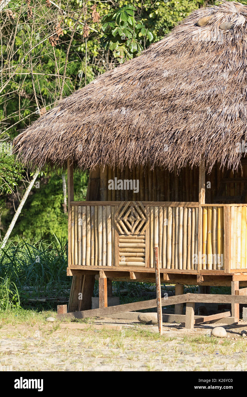 June 6, 2017 Misahualli, Ecuador: small habitation shack made of bamboo in the Amazon area Stock Photo