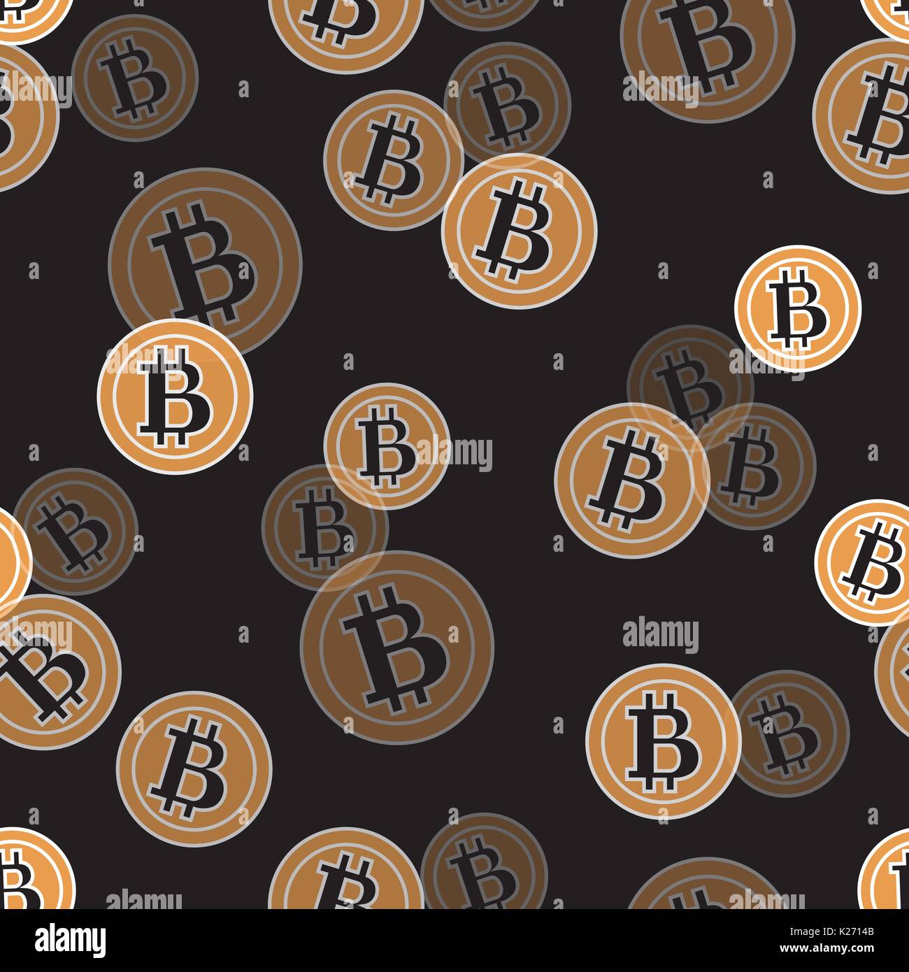 Seamless pattern with bitcoins. Finance and virtual currency. Design for banner, poster or print. Stock Vector