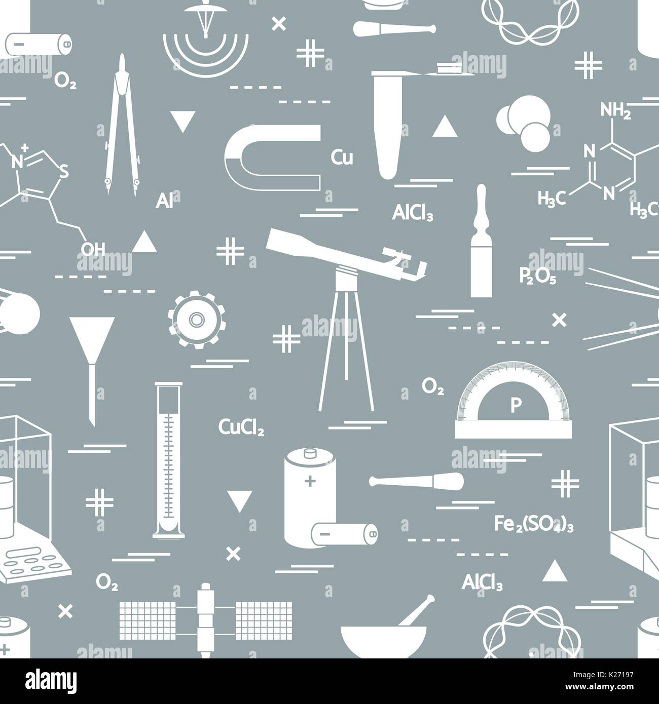 Science Section Designs Seamless pattern with variety scientific, education elements: dividers ...