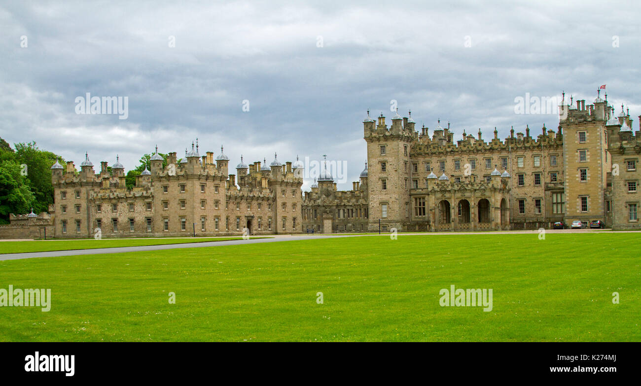 Panoramic view of Floors castle, 18th century stately home in Kelso, Roxburghshire, Scotland Stock Photo