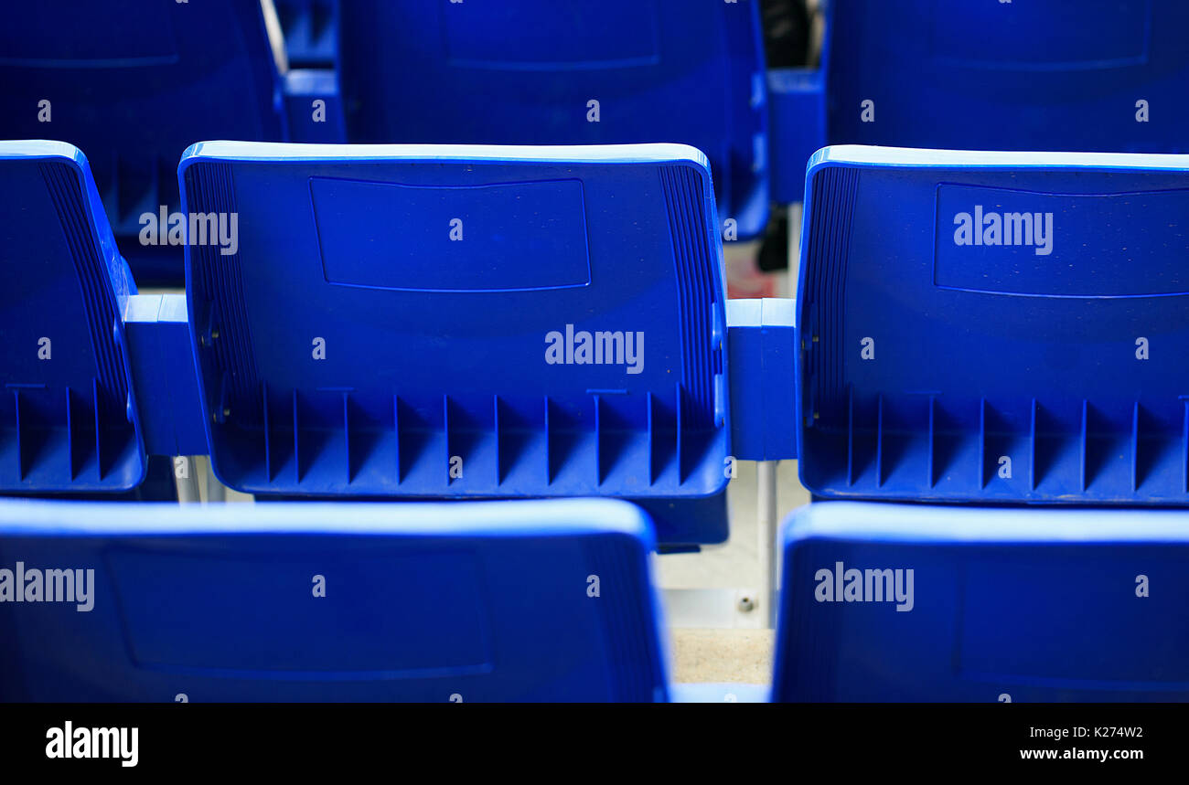 Seats in a soccer stadium Stock Photo Alamy