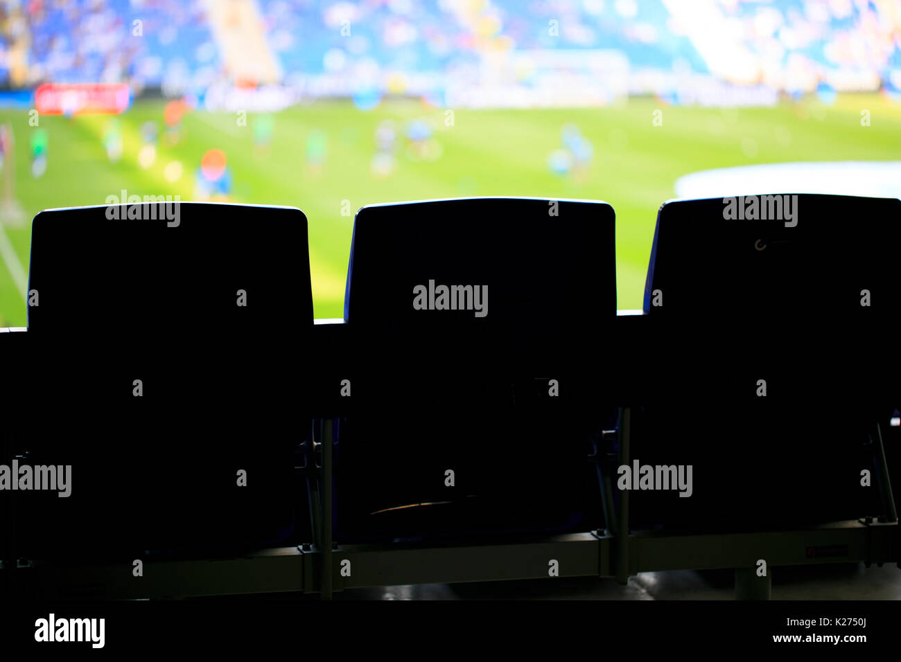 Seats in a soccer stadium Stock Photo Alamy