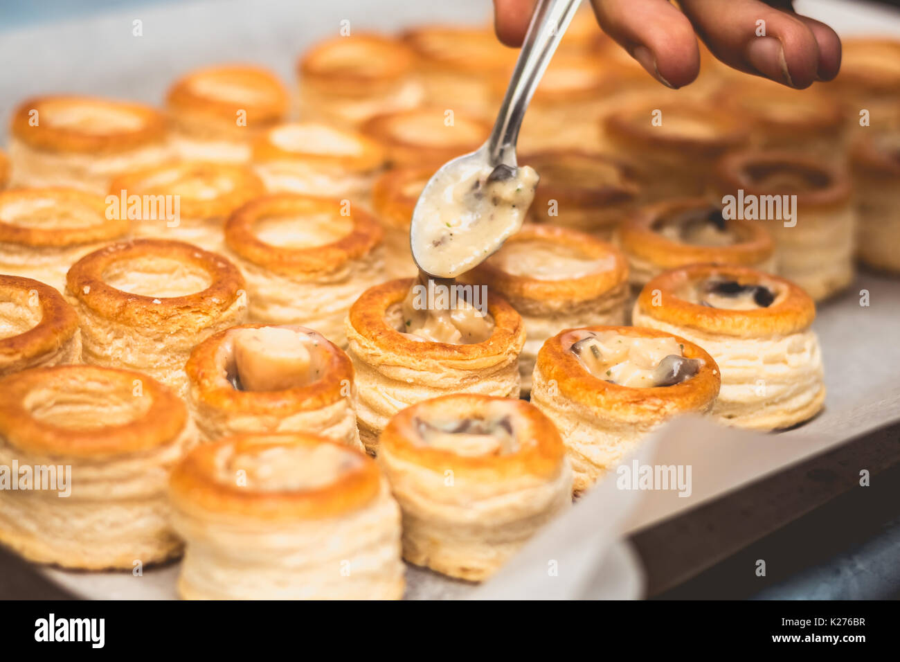 cook prepares smalls french Puff Pastry Shell Stock Photo Alamy