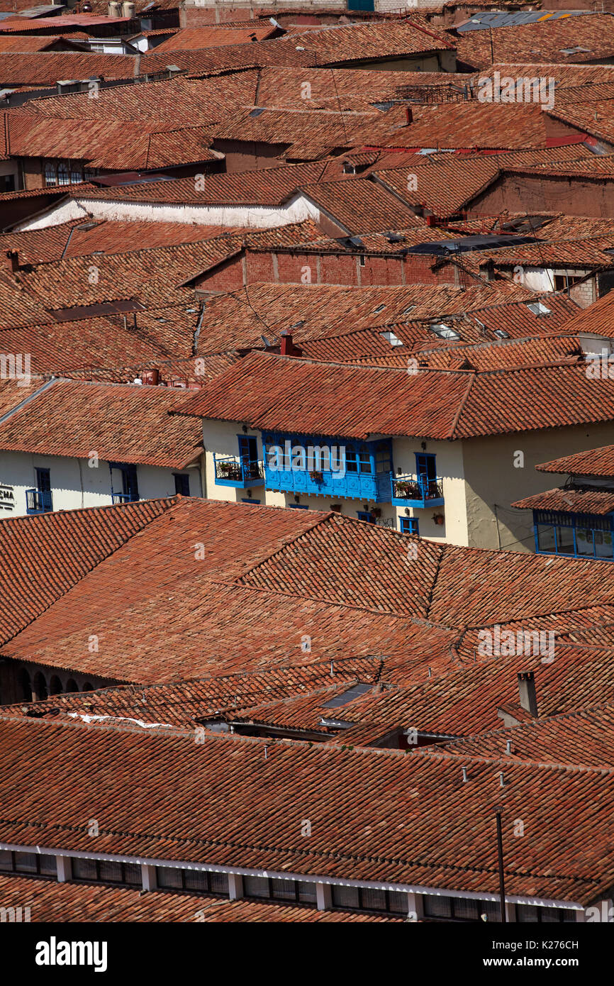 Terracotta tiled roofs, Cusco (World Heritage Site), Peru, South America Stock Photo