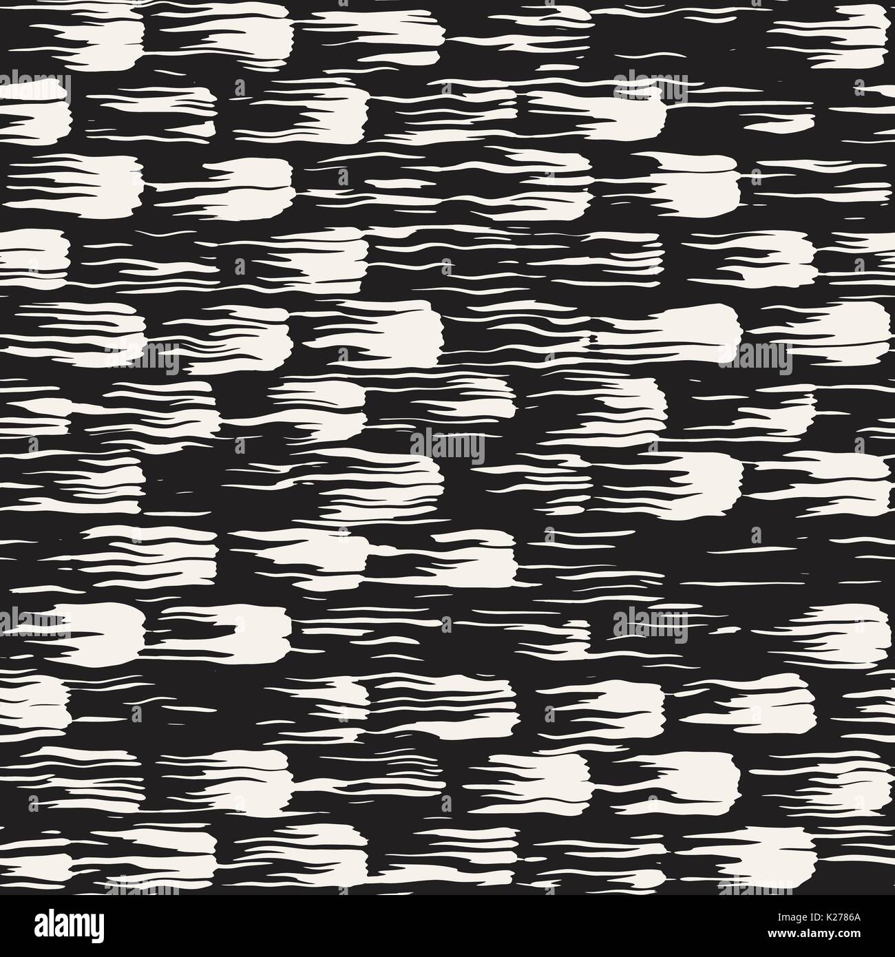 Vector seamless pattern with brush stripes and strokes. Black and white ...