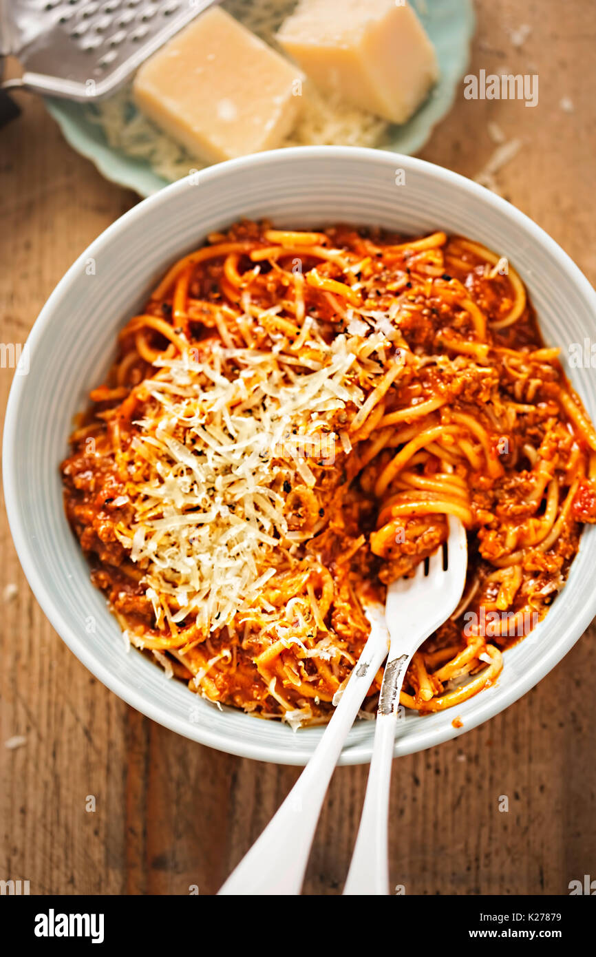 Spaghetti Bolognese With Minced Beef Tomato Sauce Grated Parmesan Spaghetti Bolognese With Minced Beef Tomato Sauce Grated Parmesan