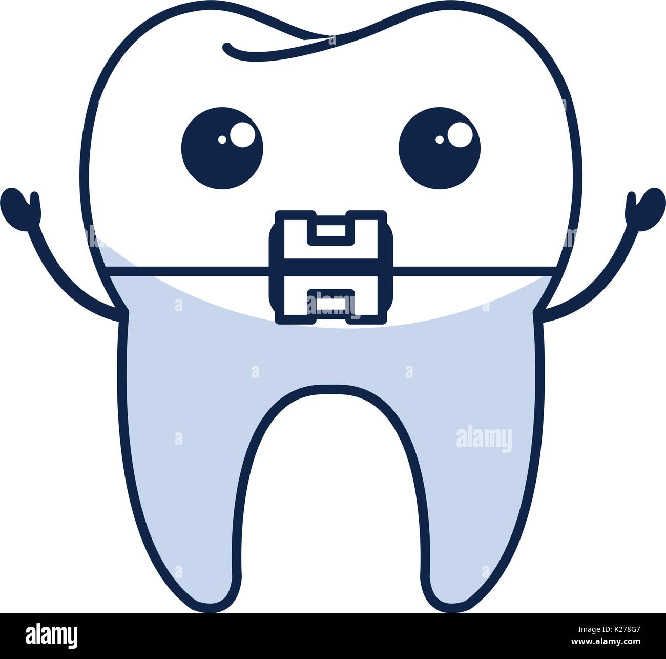 tooth with bracket character isolated icon vector illustration design ...