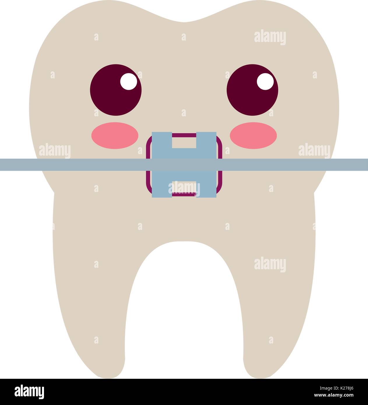 tooth with bracket character isolated icon vector illustration design ...