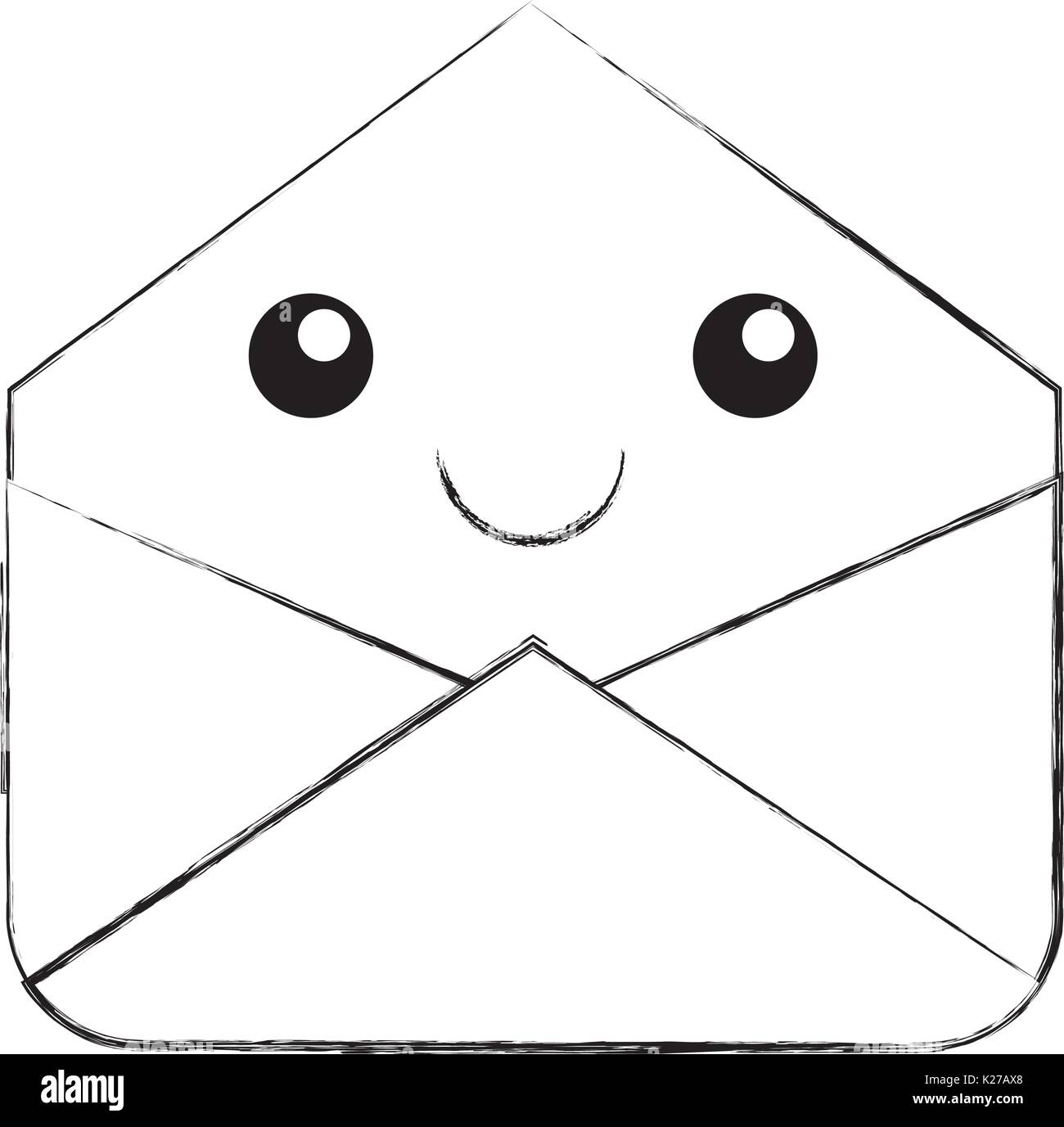 envelope mail kawaii character Stock Vector Image &amp; Art - Alamy
