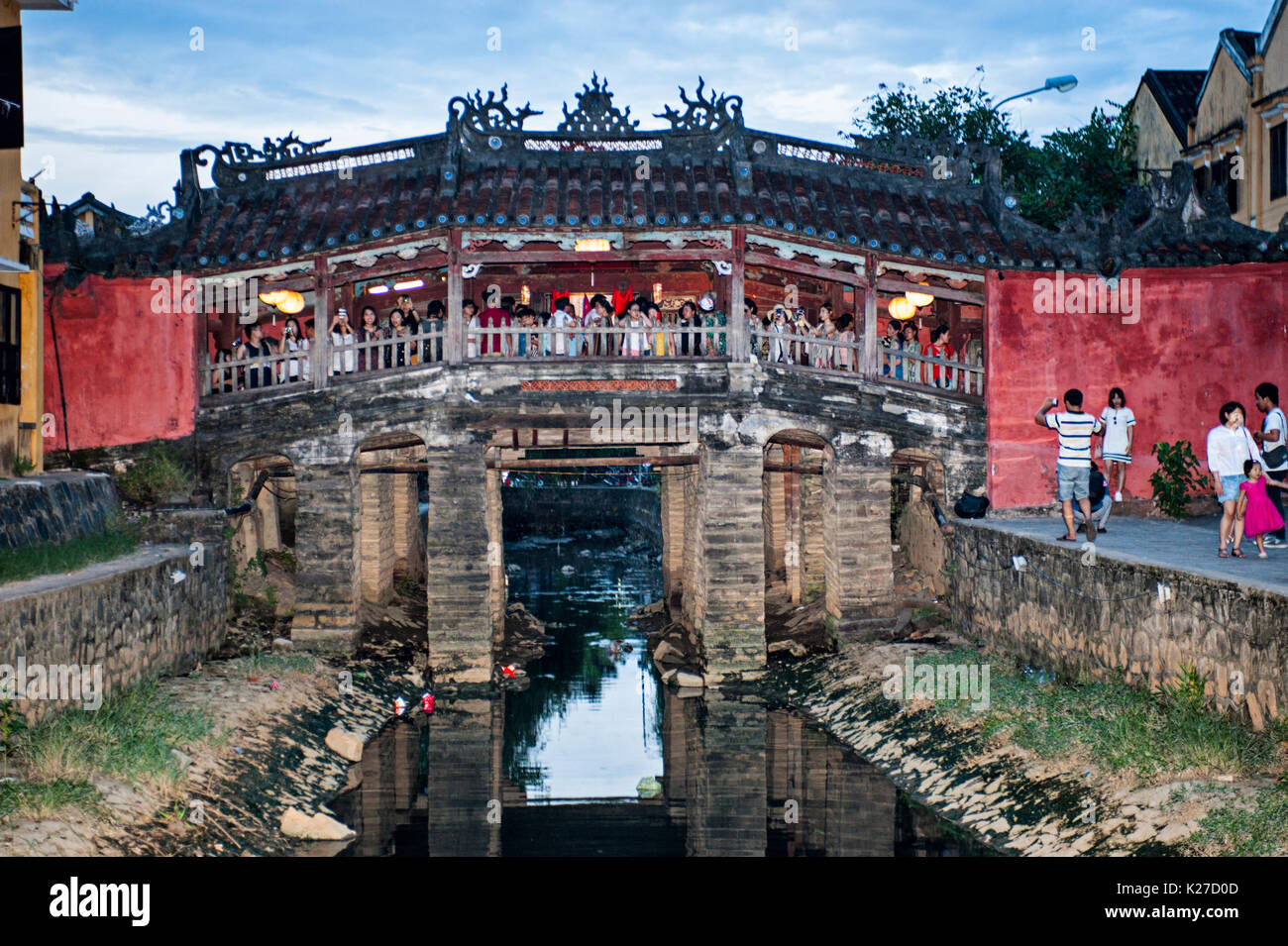 Japanese Covered Bridge, Hoi An Ancient Town, Vietnam.  This bridge was built by the Japanese in the early 1600s. Stock Photo