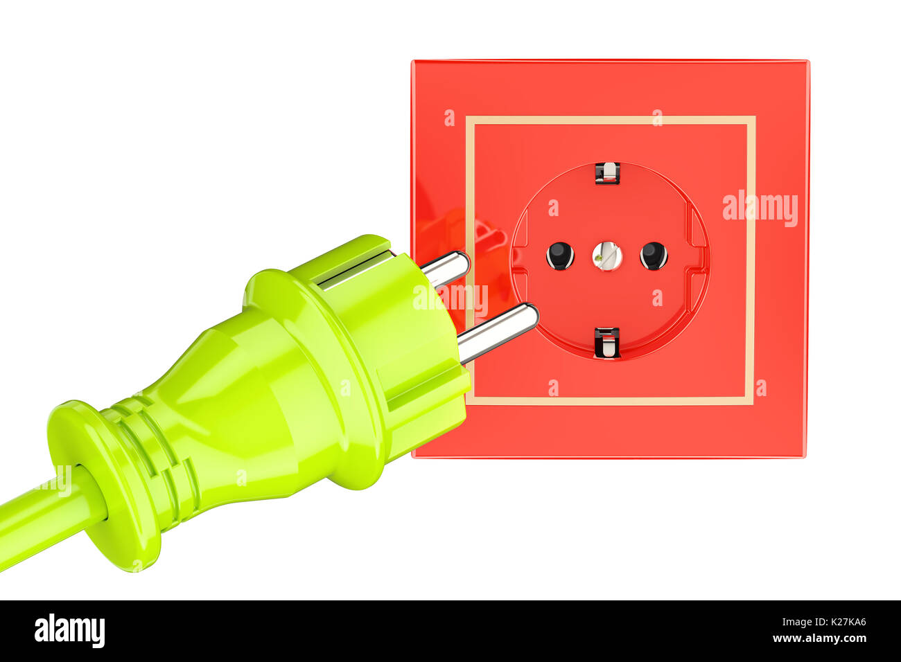 electric plug with socket, 3D rendering isolated on white background ...