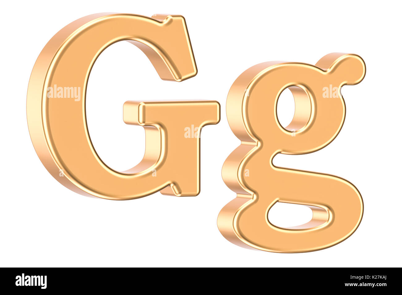 English golden letter G, 3D rendering isolated on white background ...