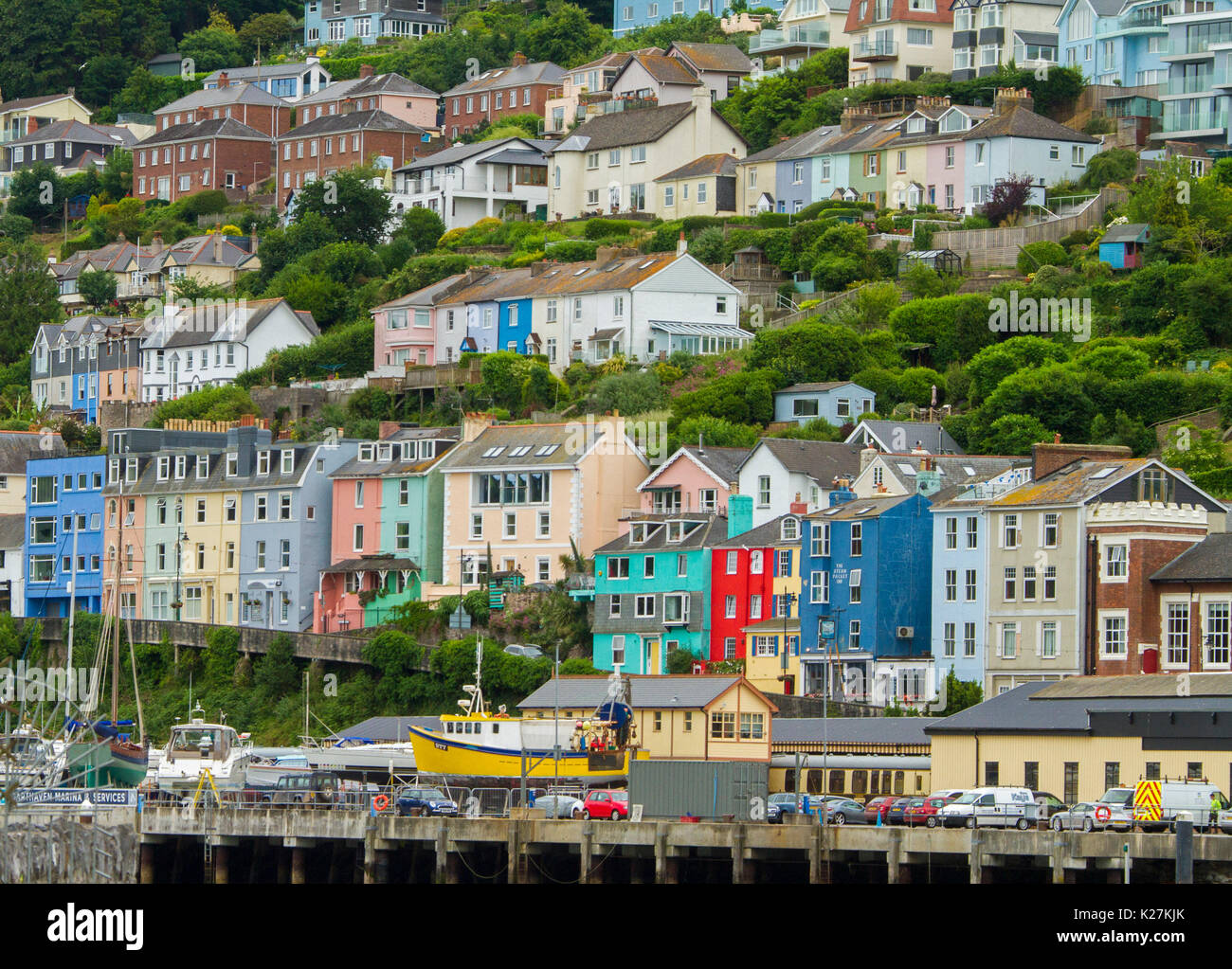 Colourful waterfront buildings in Dartmouth, Devon, England Stock Photo