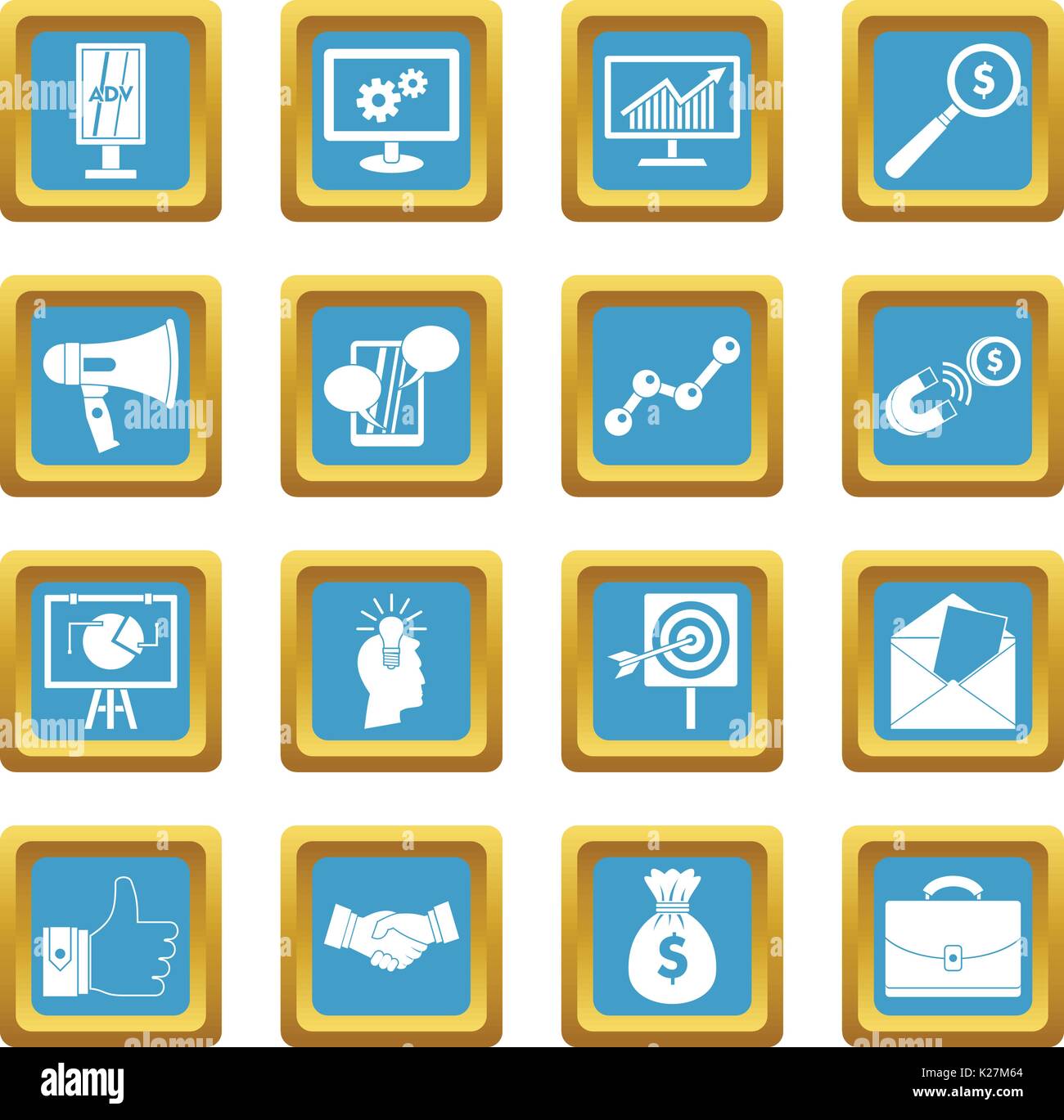 Marketing items icons azure Stock Vector
