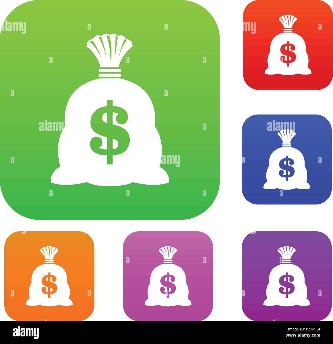 Money bag with US dollar sign set collection Stock Vector Image & Art ...