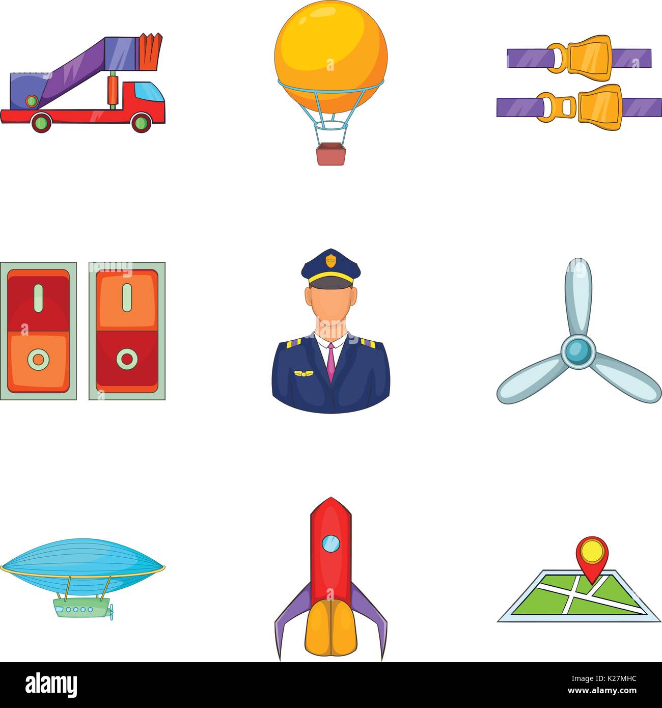 Piloting icons set, cartoon style Stock Vector Image & Art - Alamy