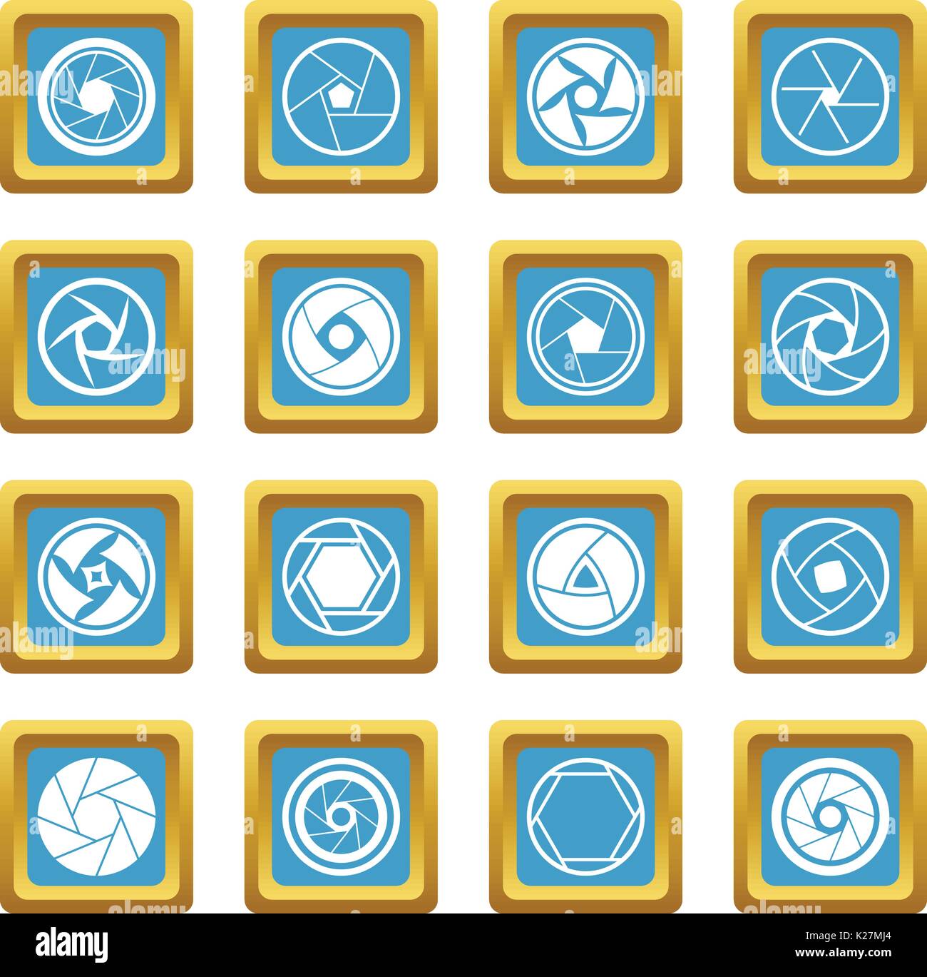 Photo diaphragm icons azure Stock Vector