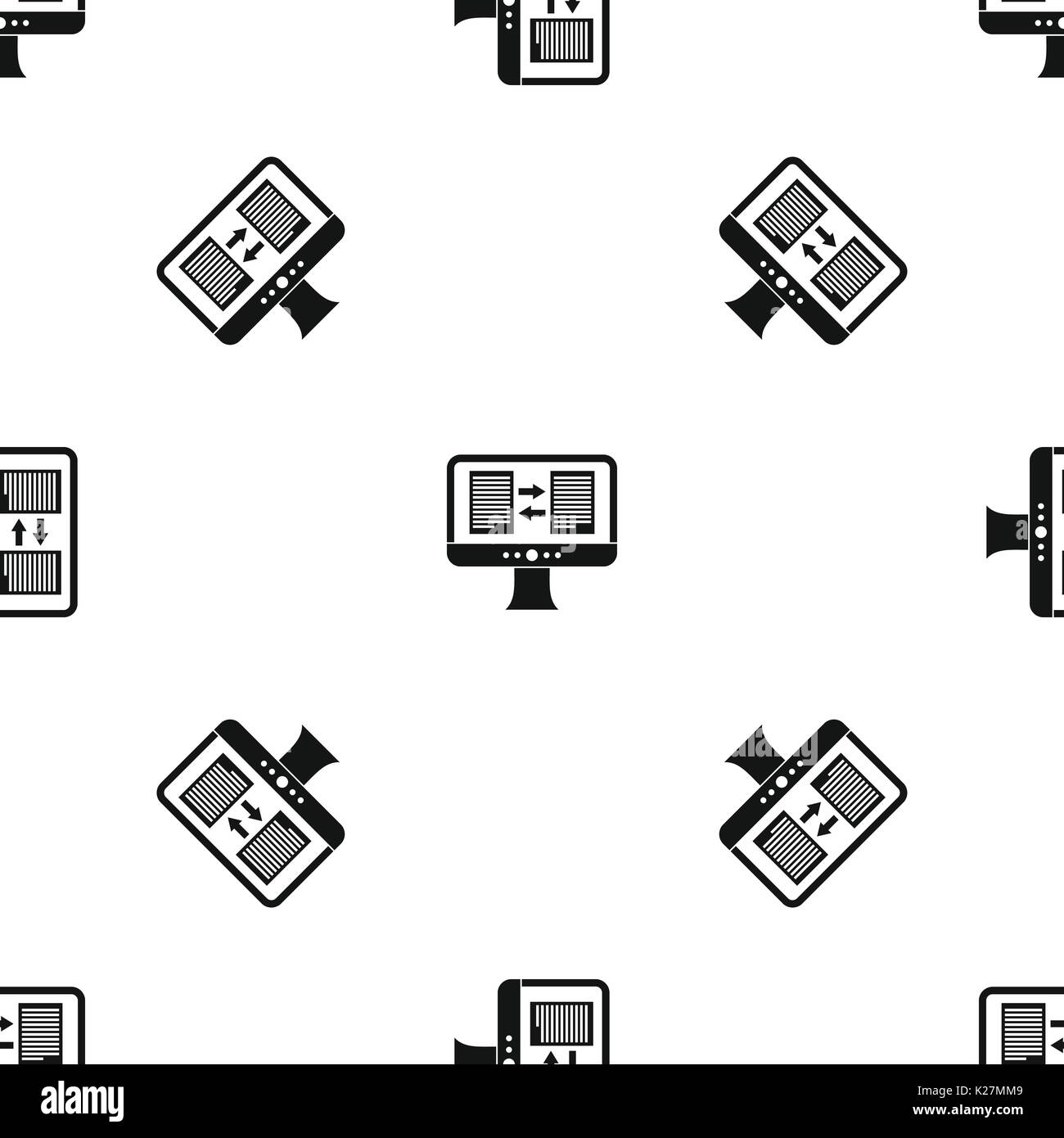 Translator app on the screen of computer pattern seamless black Stock ...