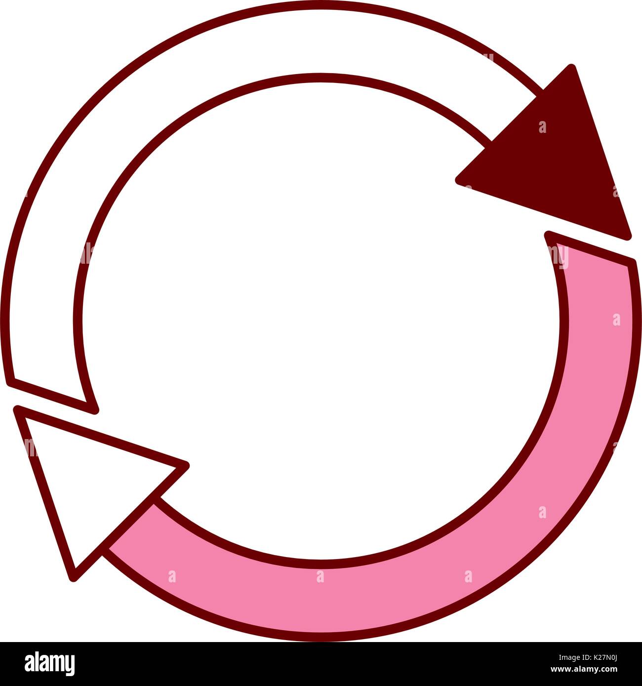 pink and scarlet red sections silhouette of refresh or reload icon ...