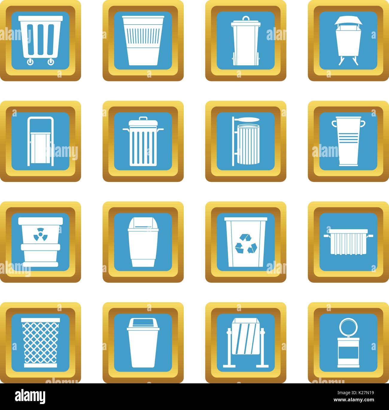 Garbage container icons azure Stock Vector Image & Art - Alamy