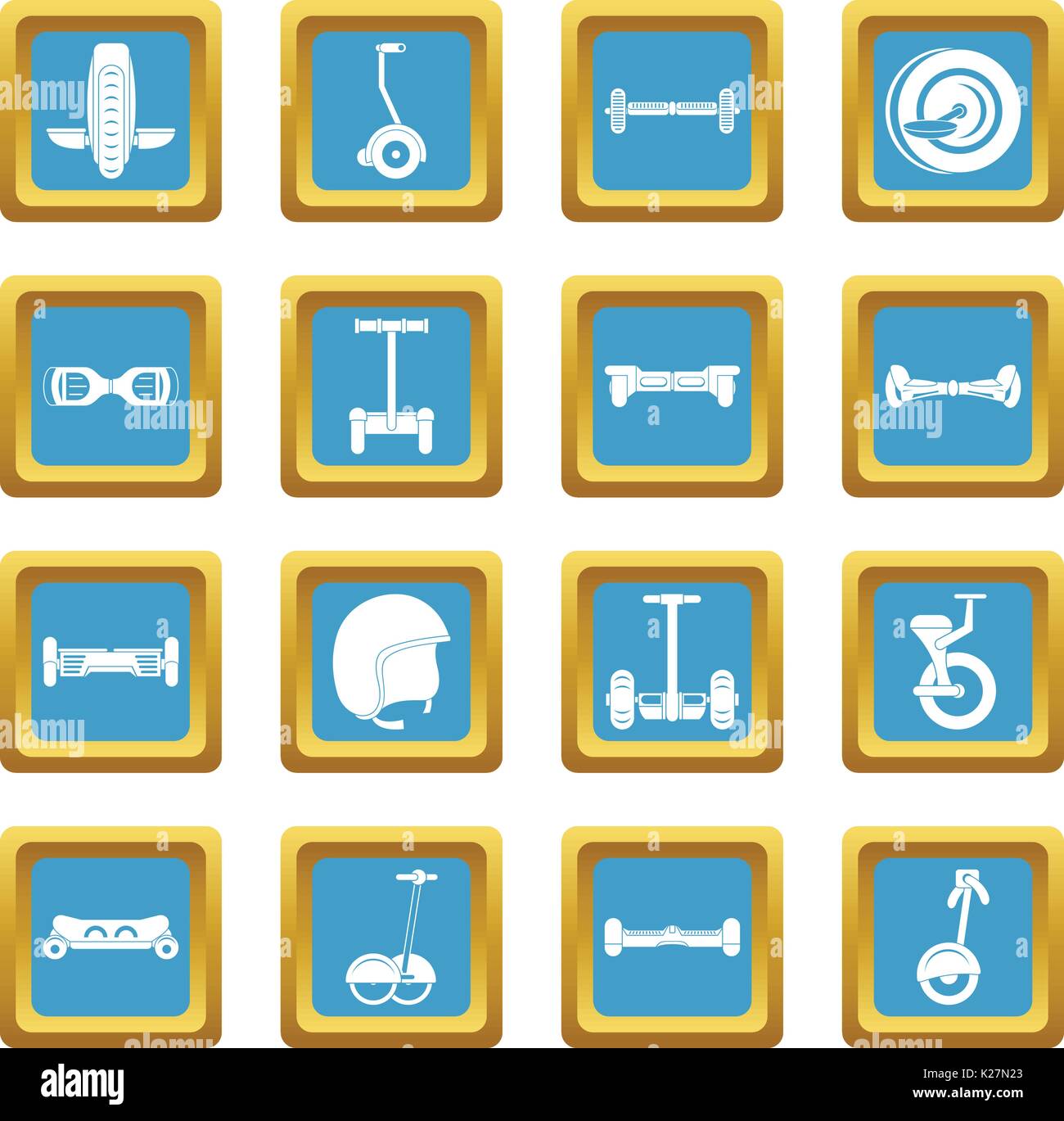 Balancing scooter icons azure Stock Vector