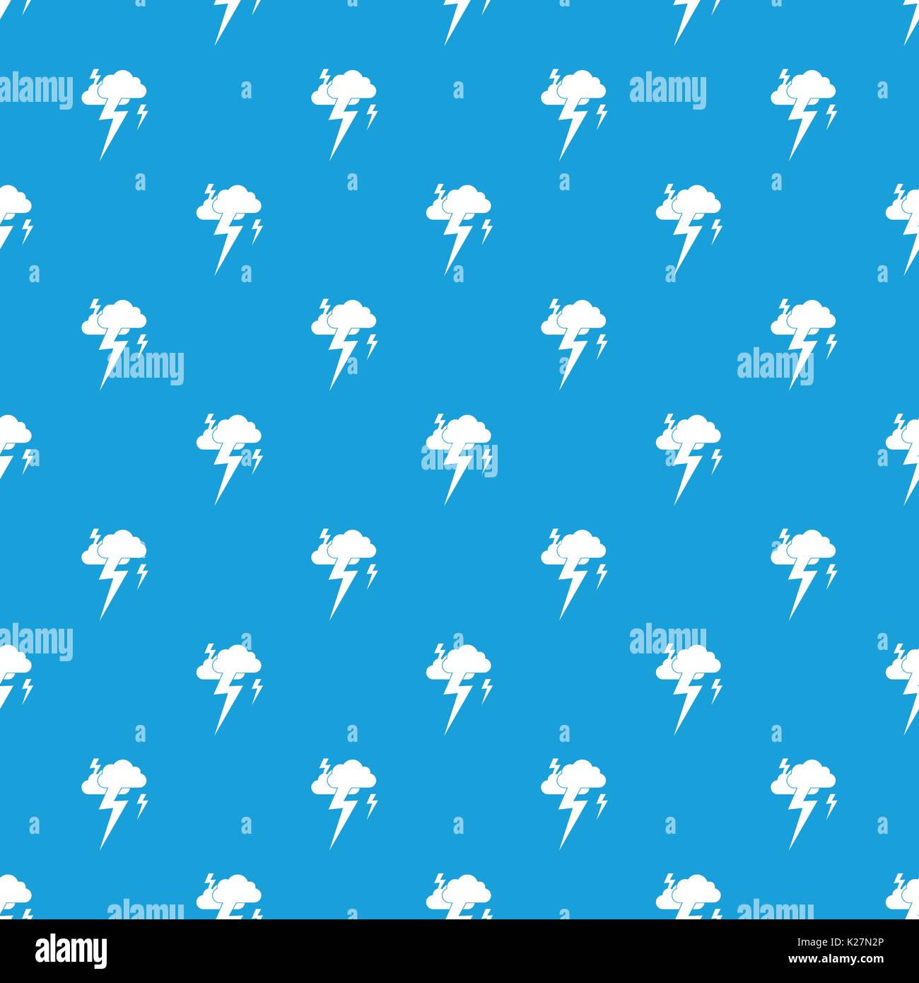 Cloud and lightning pattern seamless blue Stock Vector