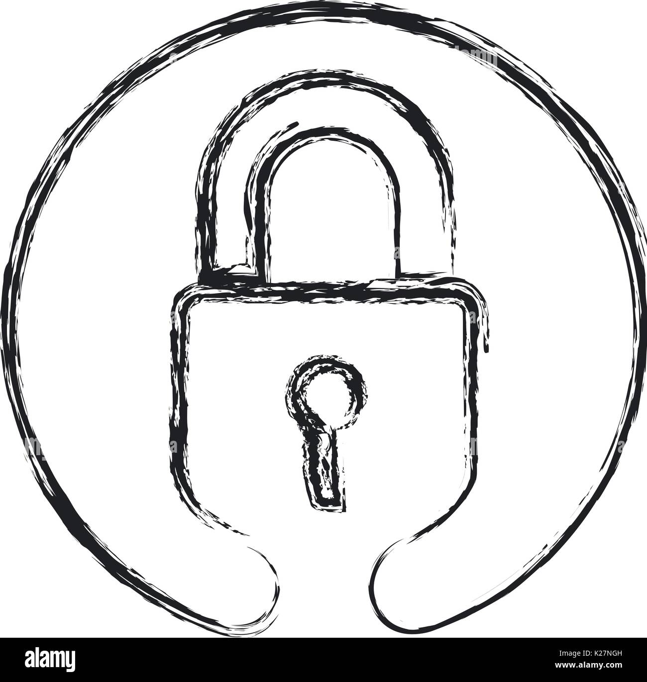 monochrome blurred circular emblem silhouette of padlock icon Stock ...