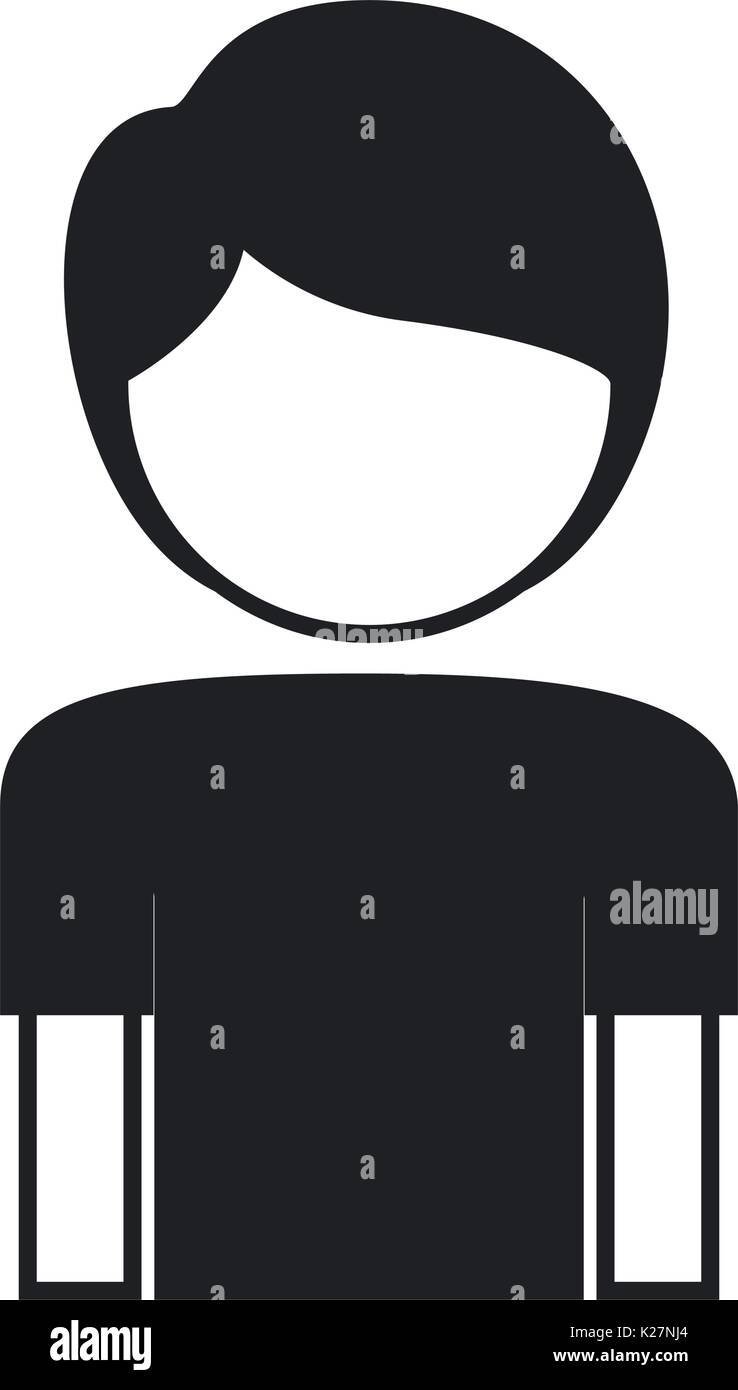 black silhouette of boy half body and faceless Stock Vector
