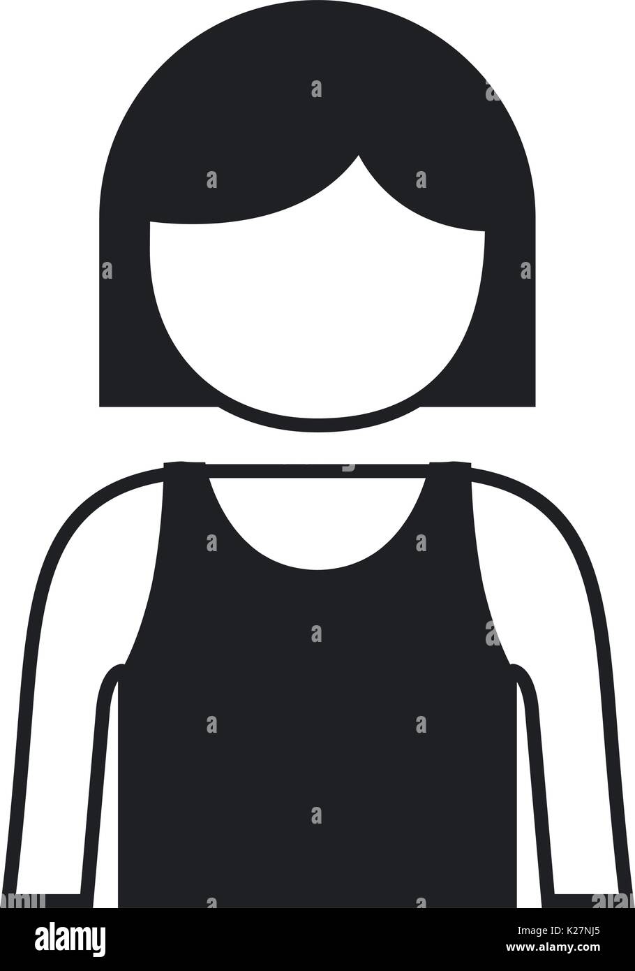 black silhouette of girl half body and faceless Stock Vector
